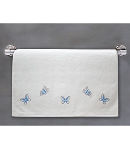 Blue Embroidered Butterfly Towel